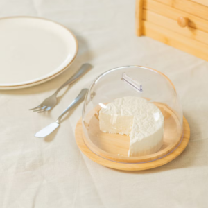 Porta Queijo Minas Ricota Queijeira em Bambu Com Tampa