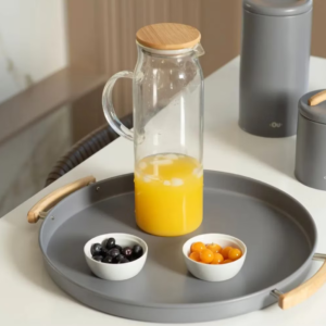 Jarra De Vidro 1 Litro Com Tampa De Bambu Hermética Garrafa de Suco