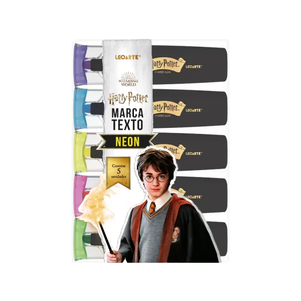 Marca-Texto Harry Potter Estojo C/ 5 Cores Neon Leoarte - Image 3